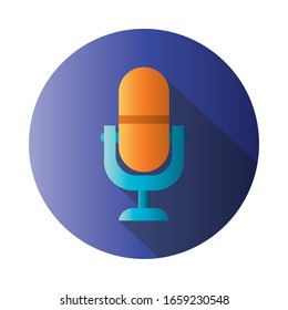 microphone block gradient style icon design, Music sound melody song musical art and composition theme Vector illustration