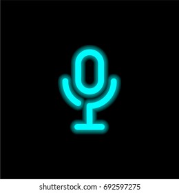 Microphone blue glowing neon ui ux icon. Glowing sign logo vector