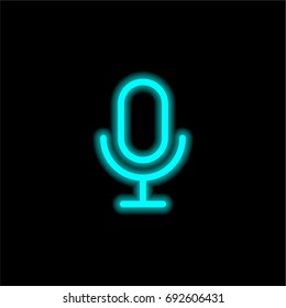 Microphone blue glowing neon ui ux icon. Glowing sign logo vector