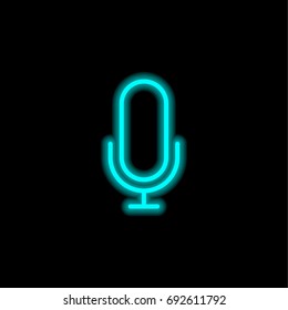 Microphone blue glowing neon ui ux icon. Glowing sign logo vector