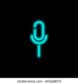 Microphone blue glowing neon ui ux icon. Glowing sign logo vector