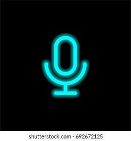 Microphone blue glowing neon ui ux icon. Glowing sign logo vector