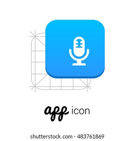 Microphone Blue Mobile App UI/UX Button Corporate Logo / Icon Design