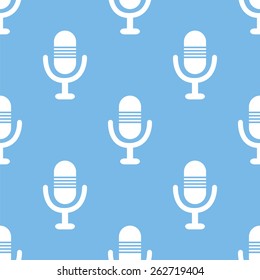 Microphone blue with white seamless pattern for web design. Vector symbol