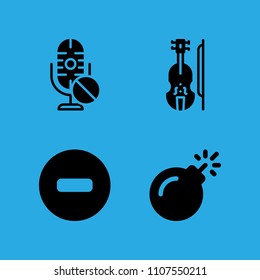 microphone, bomb, violin and no entry icons vector in sample icon set for web and graphic design