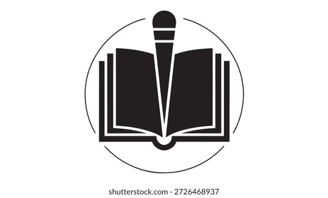 Micrófono e icono de libro - Diseño simple