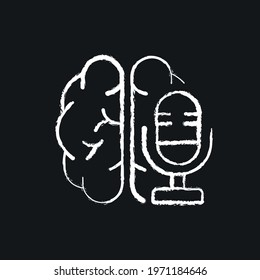 Microphone and brain chalk icon. Podcast. Thin line flat vector illustration.