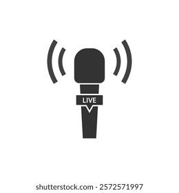 Microphone broadcasting live streaming. Suitable for music, podcasting, online seminars, and virtual events visuals.