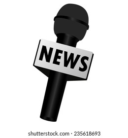 Microphone, broadcasting, news maker, journalism, vector isolated on white