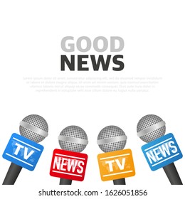 Microphone, broadcasting, news maker. Vector illustration