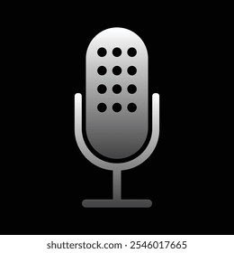 The microphone brown icon isolated on a black background. Logo, application, user interface. Trendy Podcast radio icon. Studio microphone table broadcast. Recording Studio. Voice vector icon. 