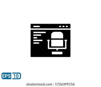 Mikrofon und Browsersymbol im Stil der Glyphe. Vektor isoliert auf weißem Hintergrund. EPS 10