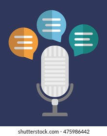 microphone bubble gadget tool music sound voice con. Flat design. Vector illustration
