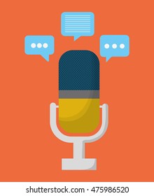 microphone bubble gadget tool music sound voice con. Flat design. Vector illustration
