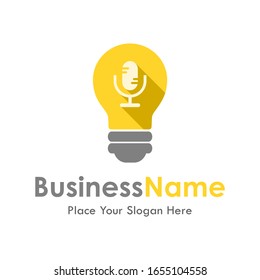 Vektorillustration-Logo-Vorlage für die Mikrofonlampe. Geeignet für Business, Musik und Web