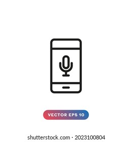 Symbol für die Mikrofon-Schaltfläche. Telefon mit Aufzeichnungsknopfsymbol.