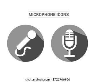 Microphone button icons. Gray color icon with shadow.