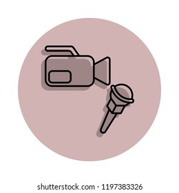 microphone and camera icon in badge style. One of Media, Press collection icon can be used for UI, UX