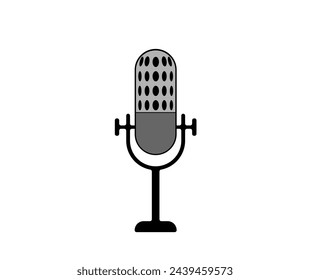 Microphone in cartoon black and white style. Vector illustration	