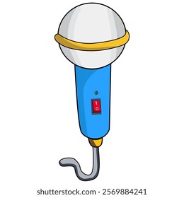 A microphone cartoon illustration. cartoon mic technology for karaoke, studio sound, concert, podcast interview