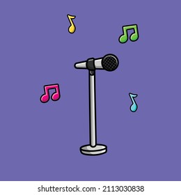 Microphone Cartoon Vector Icon Illustration. Technology Icon Concept Isolated Premium Vector. Flat Cartoon Style