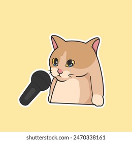 Microphone Cat Vector Cute Illustration