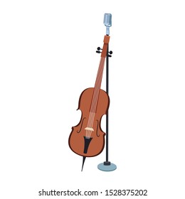 microphone and cello icon over white background, colorful design. vector illustration