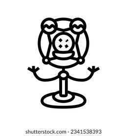 microphone character retro music line icon vector. microphone character retro music sign. isolated contour symbol black illustration
