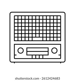 microphone character retro music line icon vector. microphone character retro music sign. isolated contour symbol black illustration