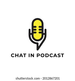 microphone with chat standing logo vector