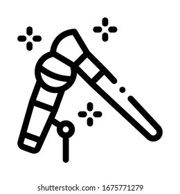 Microphone Check Icon Vector. Outline Microphone Check Sign. Isolated Contour Symbol Illustration