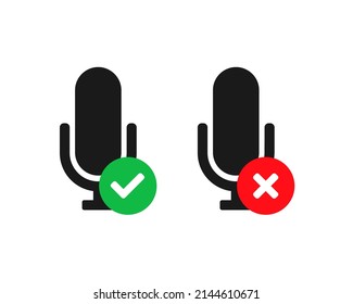 Microphone check mark icon. Vector illustration