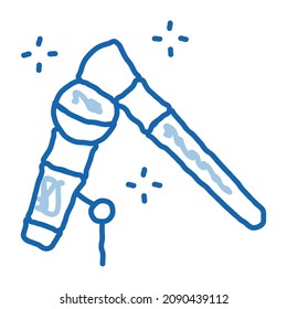 Microphone Check sketch icon vector. Hand drawn blue doodle line art Microphone Check Sign. isolated symbol illustration