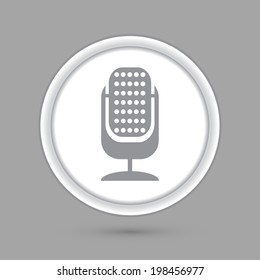 microphone. circle grey icon with a shadow.