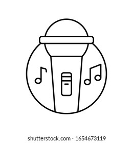 Microphone in circle icon. Simple line, outline vector elements of musical instrument icons for ui and ux, website or mobile application