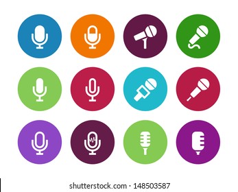 Microphone circle icons on white background. Vector illustration.