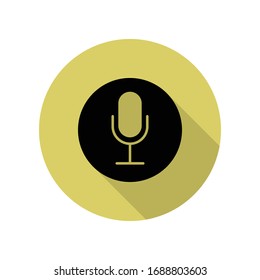 microphone in a circle long shadow icon. Simple glyph, flat vector of web icons for ui and ux, website or mobile application