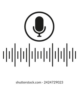 Un micrófono en círculo con una onda de sonido detrás