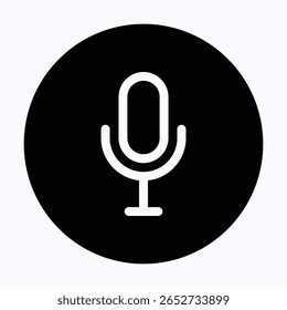 Microphone Circular Icon For User Interface, Isolated Vector Icon.