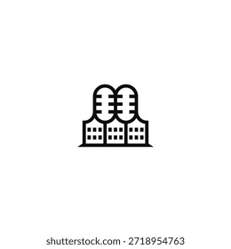 Ideia do logotipo do microfone e do edifício da cidade.