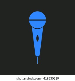 The microphone in the classic flat style.Vector icon.