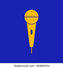 The microphone in the classic flat style.Vector icon.