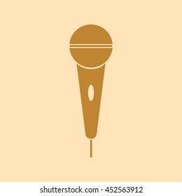 The microphone in the classic flat style.Vector icon.