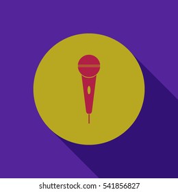 The microphone in the classic flat style.Vector icon.