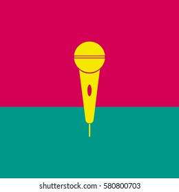 The microphone in the classic flat style.Vector icon.