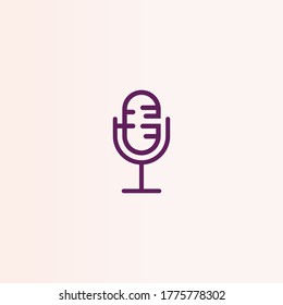 Microphone Classic stand icon logo design template for podcast streaming