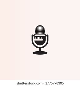 Microphone Classic stand icon logo design template for podcast streaming