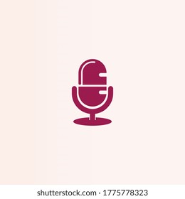 Microphone Classic stand icon logo design template for podcast streaming
