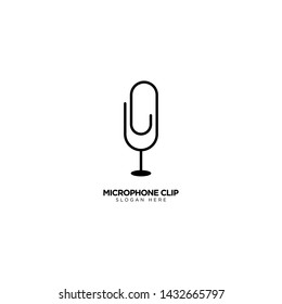 Microphone Clip Logo Design Vector 