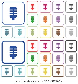 Microphone color flat icons in rounded square frames. Thin and thick versions included.